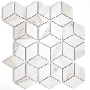 3D Calacatta Matt 30.5cm x 26.5cm Mosaic Tile