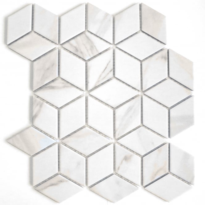 3D Calacatta Matt 30.5cm x 26.5cm Mosaic Tile