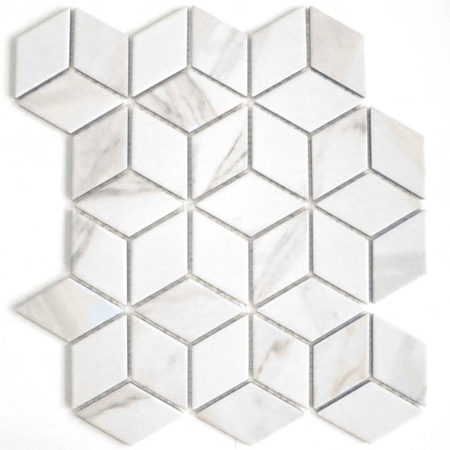 3D Calacatta Matt 30.5cm x 26.5cm Mosaic Tile