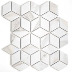3D Calacatta Matt 30.5cm x 26.5cm Mosaic Tile