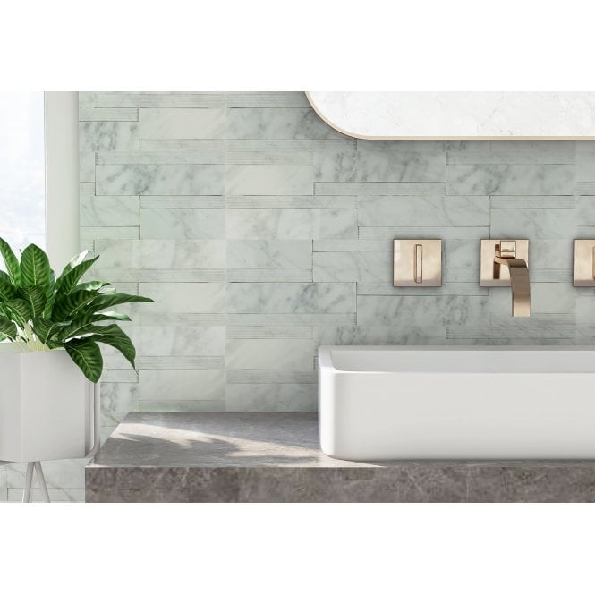 3D Convec Carrara White 10cm x 40cm Marble Tile