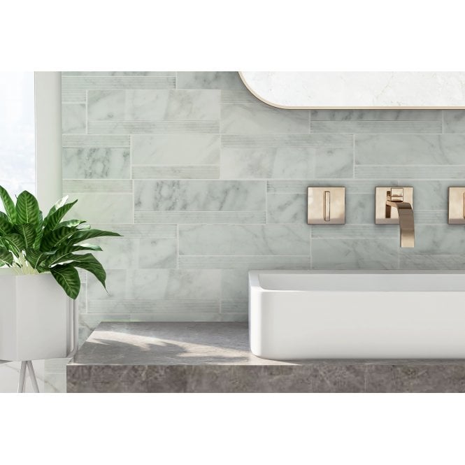 3D Convec Carrara White 10cm x 40cm Marble Tile