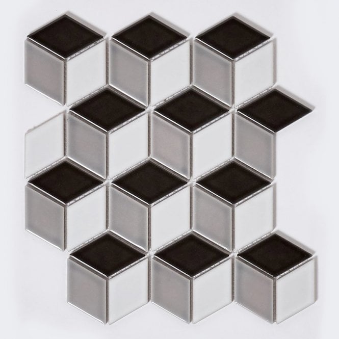 3D Gloss Mix Black 30.5cm x 26.5cm Mosaic