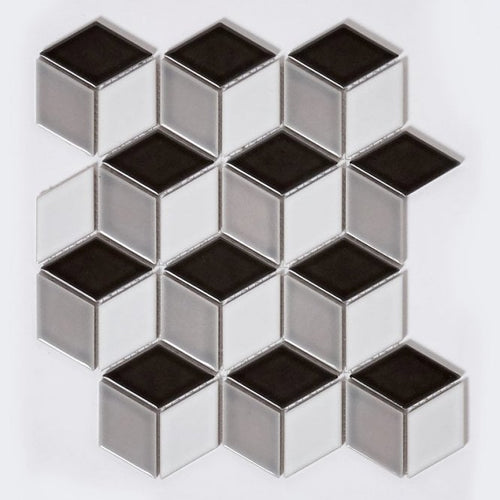 3D Gloss Mix Black 30.5cm x 26.5cm Mosaic