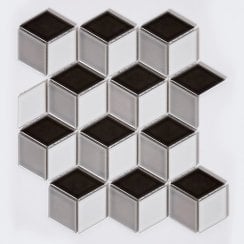 3D Gloss Mix Black 30.5cm x 26.5cm Mosaic