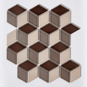 3D Gloss Mix Brown 30.5cm x 26.5cm Mosaic