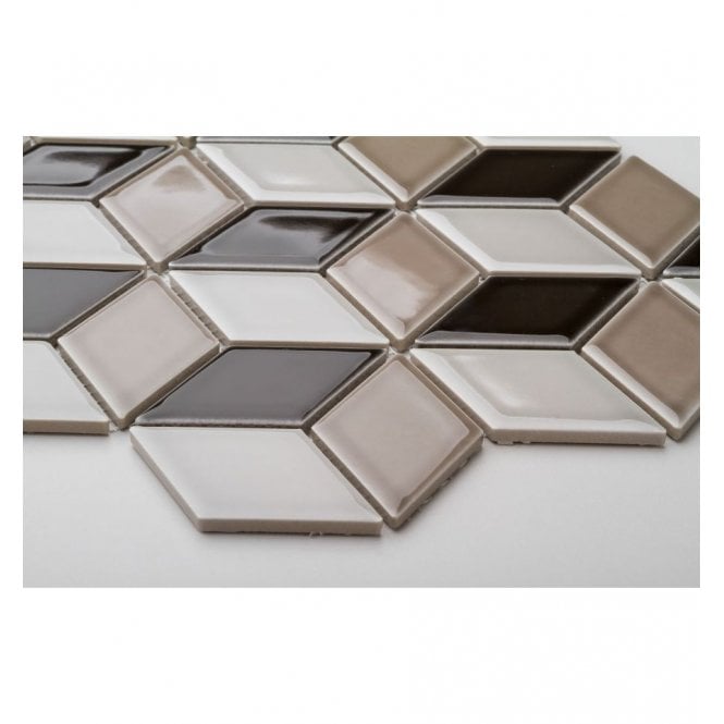 3D Gloss Mix Brown 30.5cm x 26.5cm Mosaic