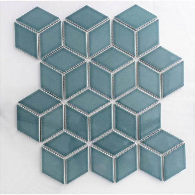 3D Gloss Teal 30.5cm x 26.5cm Mosaic