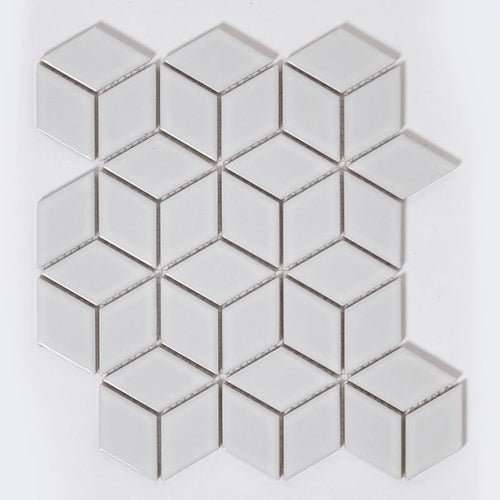 3D Gloss White 30.5cm x 26.6cm (4.8cm x 4.8cm) Mosaic Tile
