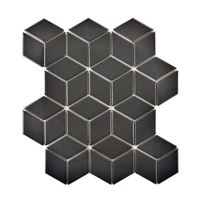 3D Matt Black 30.5cm x 26.6cm (4.8cm x 4.8cm) Mosaic Tile