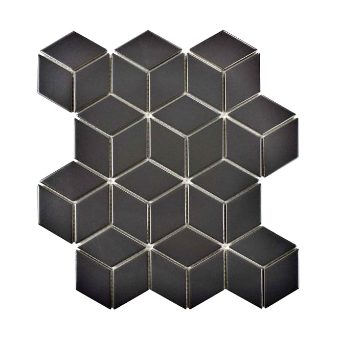 3D Matt Black 30.5cm x 26.6cm (4.8cm x 4.8cm) Mosaic Tile