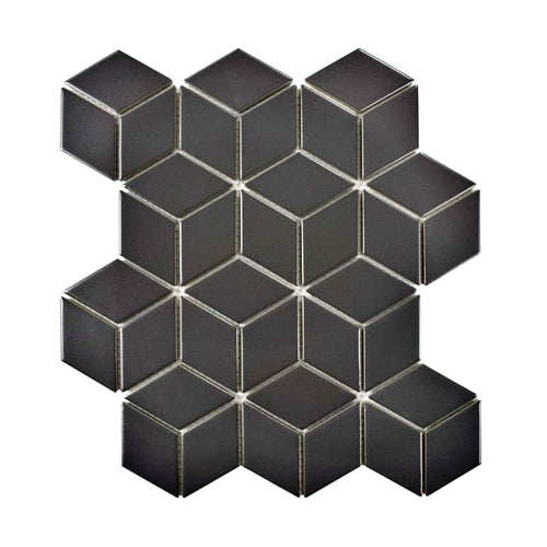 3D Matt Black 30.5cm x 26.6cm (4.8cm x 4.8cm) Mosaic Tile