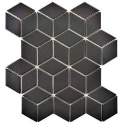 3D Matt Black 30.5cm x 26.6cm (4.8cm x 4.8cm) Mosaic Tile