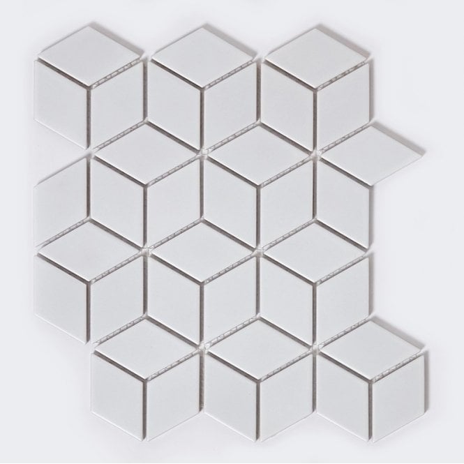 3D Matt White 30.5cm x 26.6cm Mosaic