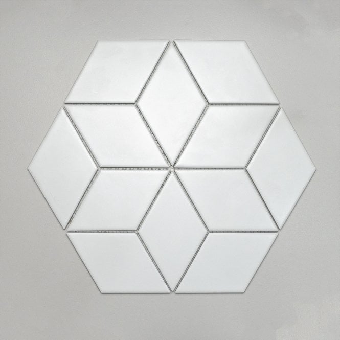 3D XL Matt White 34.5cm x 30cm (8.5cm x 14.72cm) Mosaic Tile