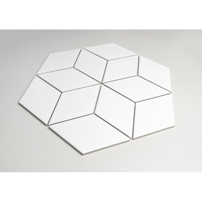 3D XL Matt White 34.5cm x 30cm (8.5cm x 14.72cm) Mosaic Tile