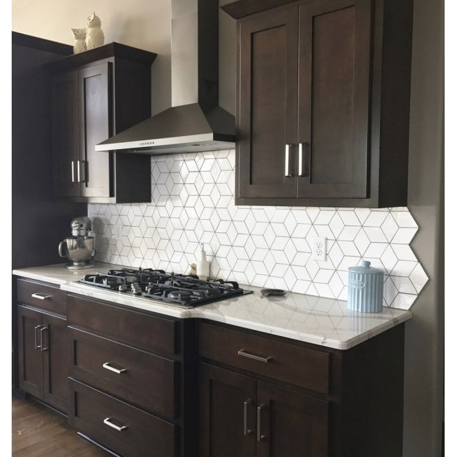 3D XL Matt White 34.5cm x 30cm (8.5cm x 14.72cm) Mosaic Tile