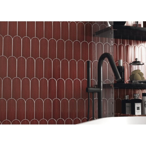 Alma Scale Garnet 8cm x 21.5cm Wall Tile