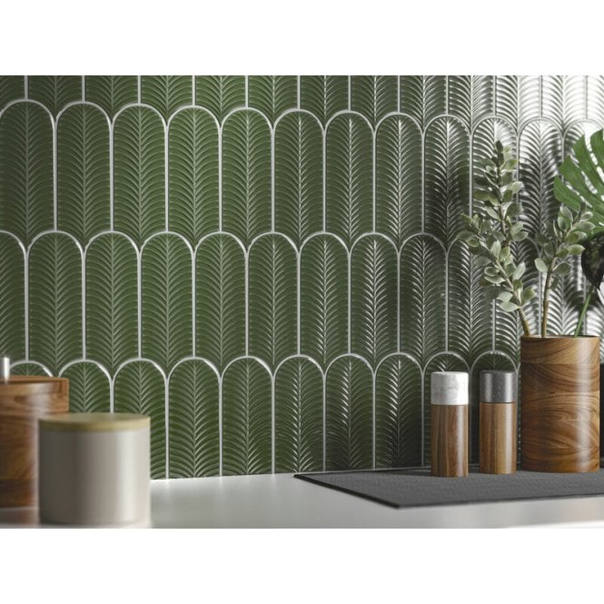Alma Scale Green 8cm x 21.5cm Wall Tile
