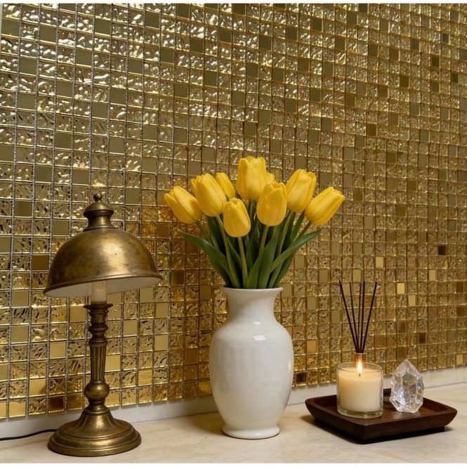 Amari Gold (2.3cm x 2.3cm) 30cm x 30cm Mosaic Tile