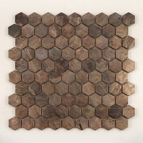 Antique Bronze Hexagon 27.6cm x 28.6cm Mosaic Tile