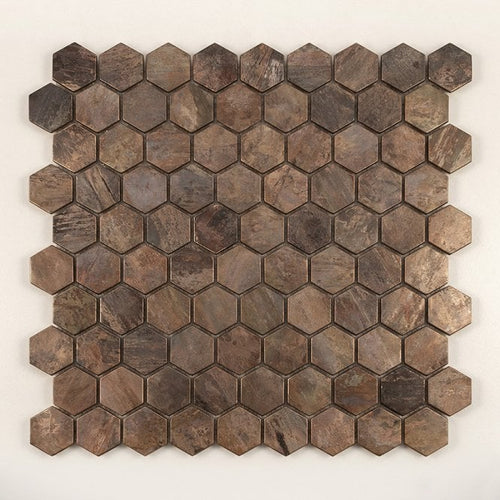 Antique Bronze Hexagon 27.6cm x 28.6cm Mosaic Tile