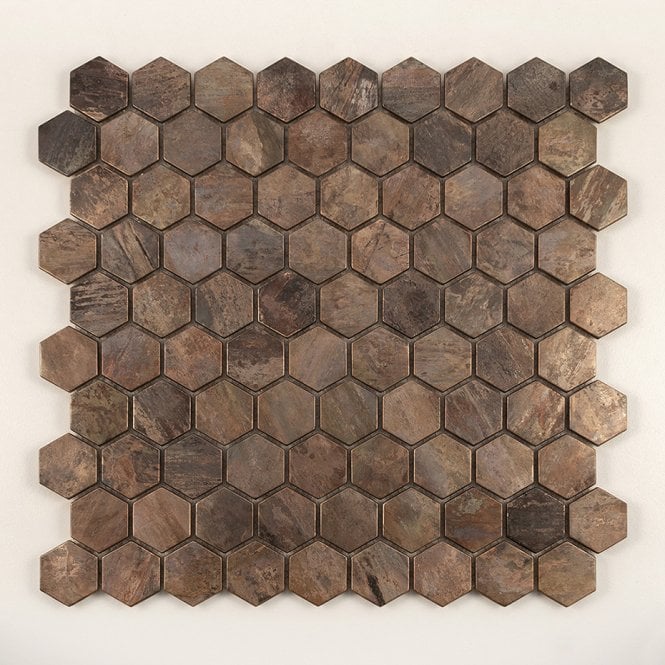 Antique Bronze Hexagon 27.6cm x 28.6cm Mosaic Tile