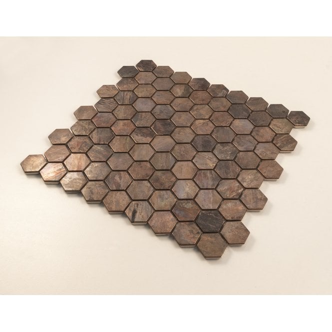 Antique Bronze Hexagon 27.6cm x 28.6cm Mosaic Tile