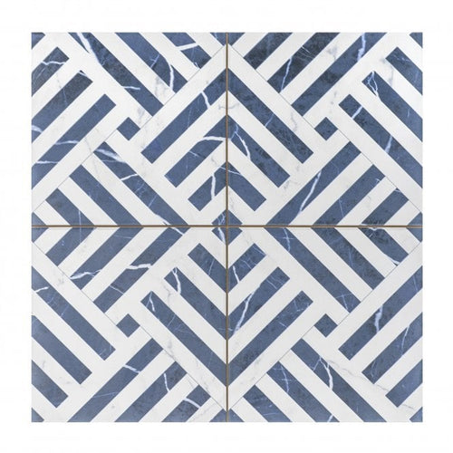 Apollo Marble Effect Sapphire Blue 45cm x 45cm Wall and Floor Tile