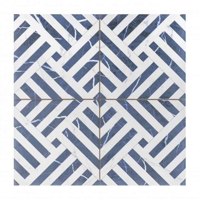 Apollo Marble Effect Sapphire Blue 45cm x 45cm Wall and Floor Tile