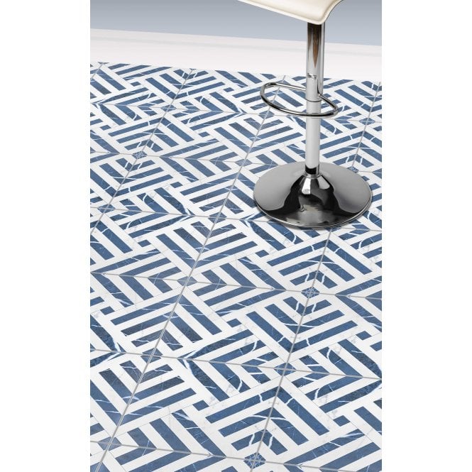 Apollo Marble Effect Sapphire Blue 45cm x 45cm Wall and Floor Tile