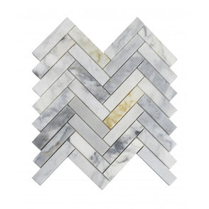 Arabescato Gold Honed Marble 28cm x 30.5cm Herringbone Mosaic Tile