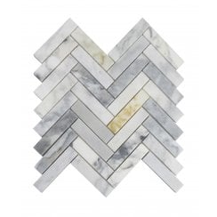 Arabescato Gold Honed Marble 28cm x 30.5cm Herringbone Mosaic Tile