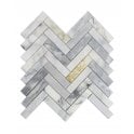 Arabescato Gold Honed Marble 28cm x 30.5cm Herringbone Mosaic Tile