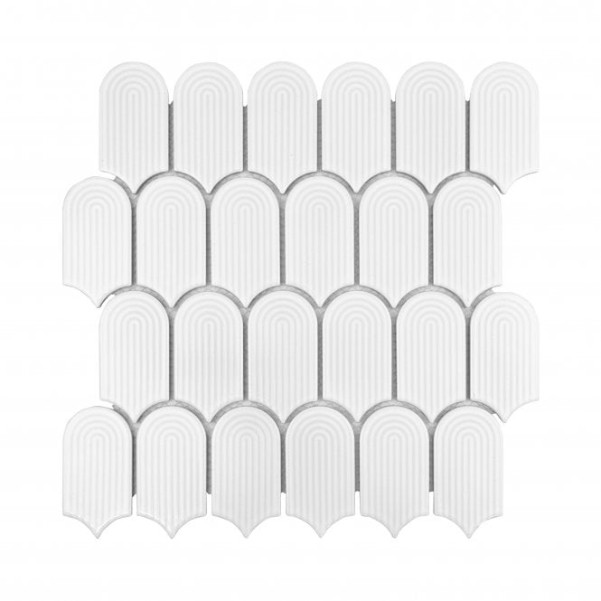 Arcs Daisy White 28.8cm x 29.7cm (4.5cm x 8.6cm) Mosaic Tile