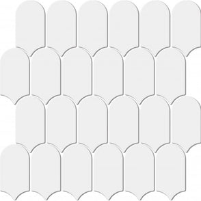 Arcs Plain Glossy White 29.7cm x 28.8cm (4.5cm x 8.6cm) Mosaic Tile