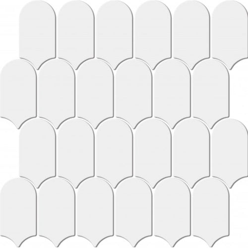 Arcs Plain Glossy White 29.7cm x 28.8cm (4.5cm x 8.6cm) Mosaic Tile