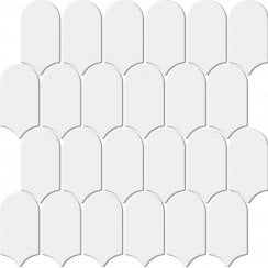 Arcs Plain Glossy White 29.7cm x 28.8cm (4.5cm x 8.6cm) Mosaic Tile