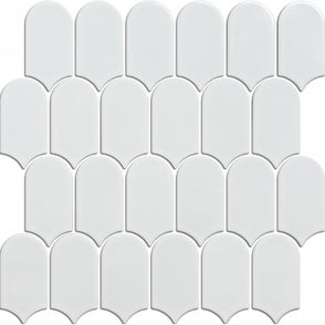Arcs Plain Matt White 29.7cm x 28.8cm (4.5cm x 8.6cm) Mosaic Tile