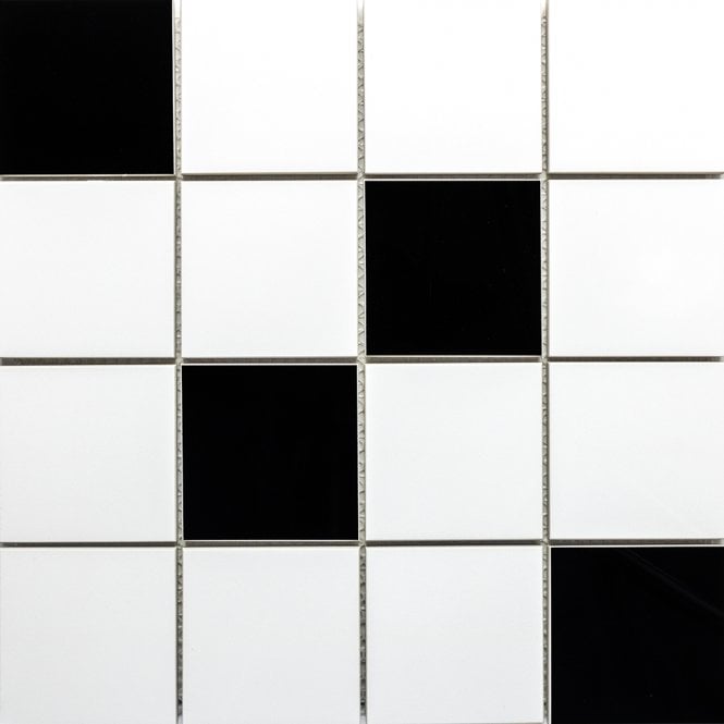 Arctic 73 Black and White High Gloss 30cm x 30cm (7.2cm x 7.2cm) Mosaic Tile