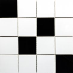 Arctic 73 Black and White High Gloss 30cm x 30cm (7.2cm x 7.2cm) Mosaic Tile
