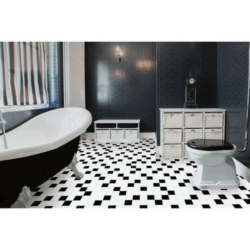 Arctic 73 Black and White High Gloss 30cm x 30cm (7.2cm x 7.2cm) Mosaic Tile