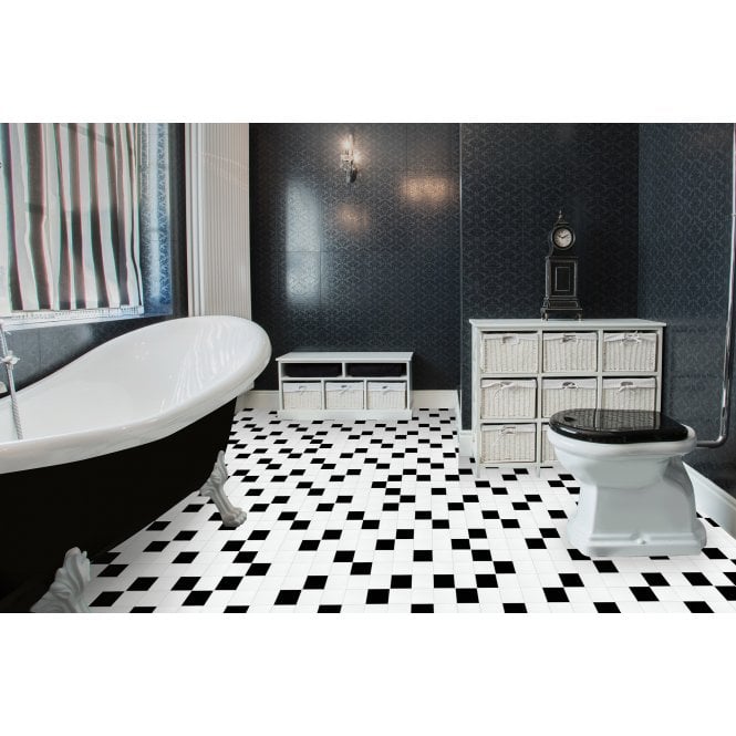 Arctic 73 Black and White High Gloss 30cm x 30cm (7.2cm x 7.2cm) Mosaic Tile