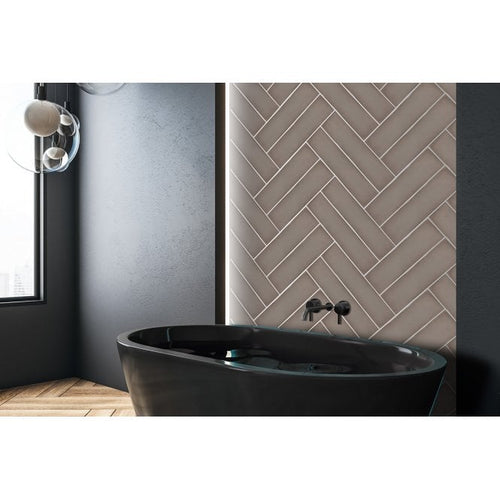 Arnold Taupe Decor Gloss 10cm x 40cm Wall Tile