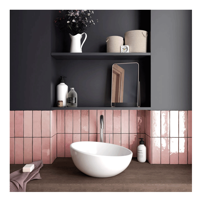 Equipe Artesano Rose Mallow 6.5cm x 20cm Wall Tile