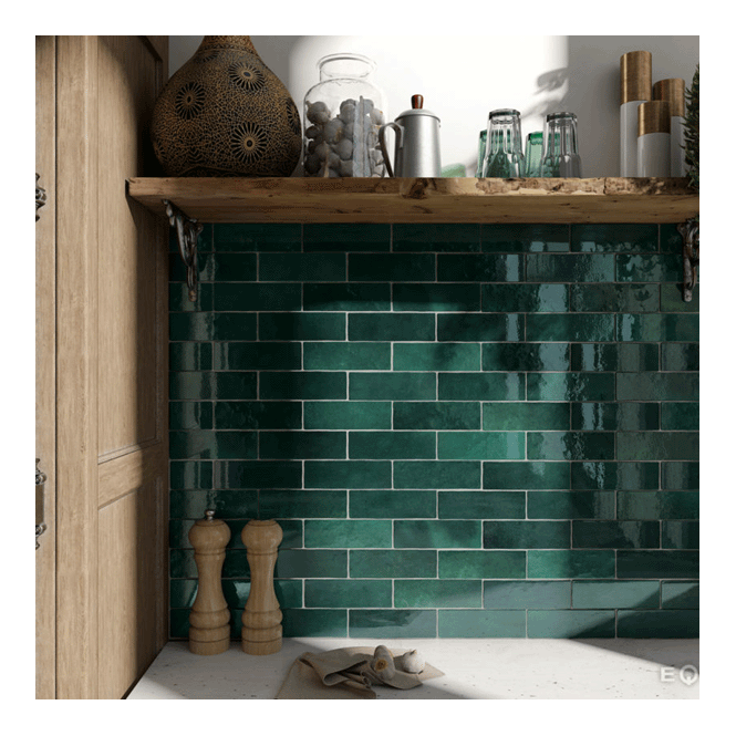 Equipe Artisan Moss Green 6.5cm x 20cm Wall Tile