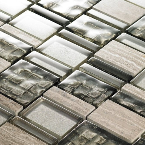 Astoria Silver Trav Bronze 30cm x 30cm Glass Mosaic Tile