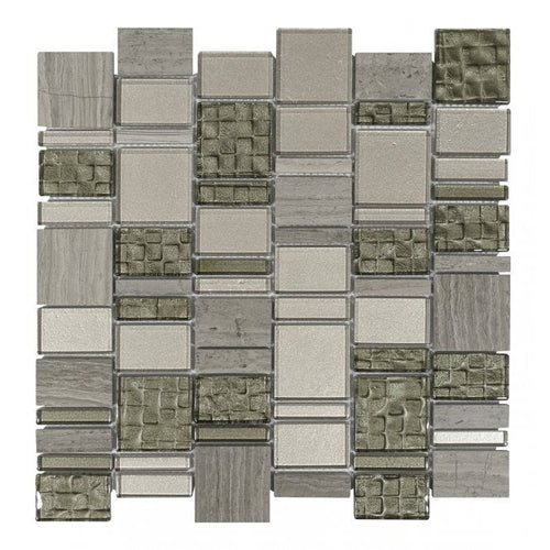 Astoria Silver Trav Bronze 30cm x 30cm Glass Mosaic Tile