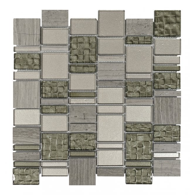 Astoria Silver Trav Bronze 30cm x 30cm Glass Mosaic Tile