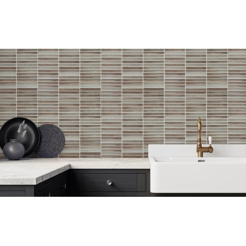Bamboo Lustre Porcelain Cappuccino 28.4cm x 29.5cm (1.2cm x 9.2cm) Mosaic Tile